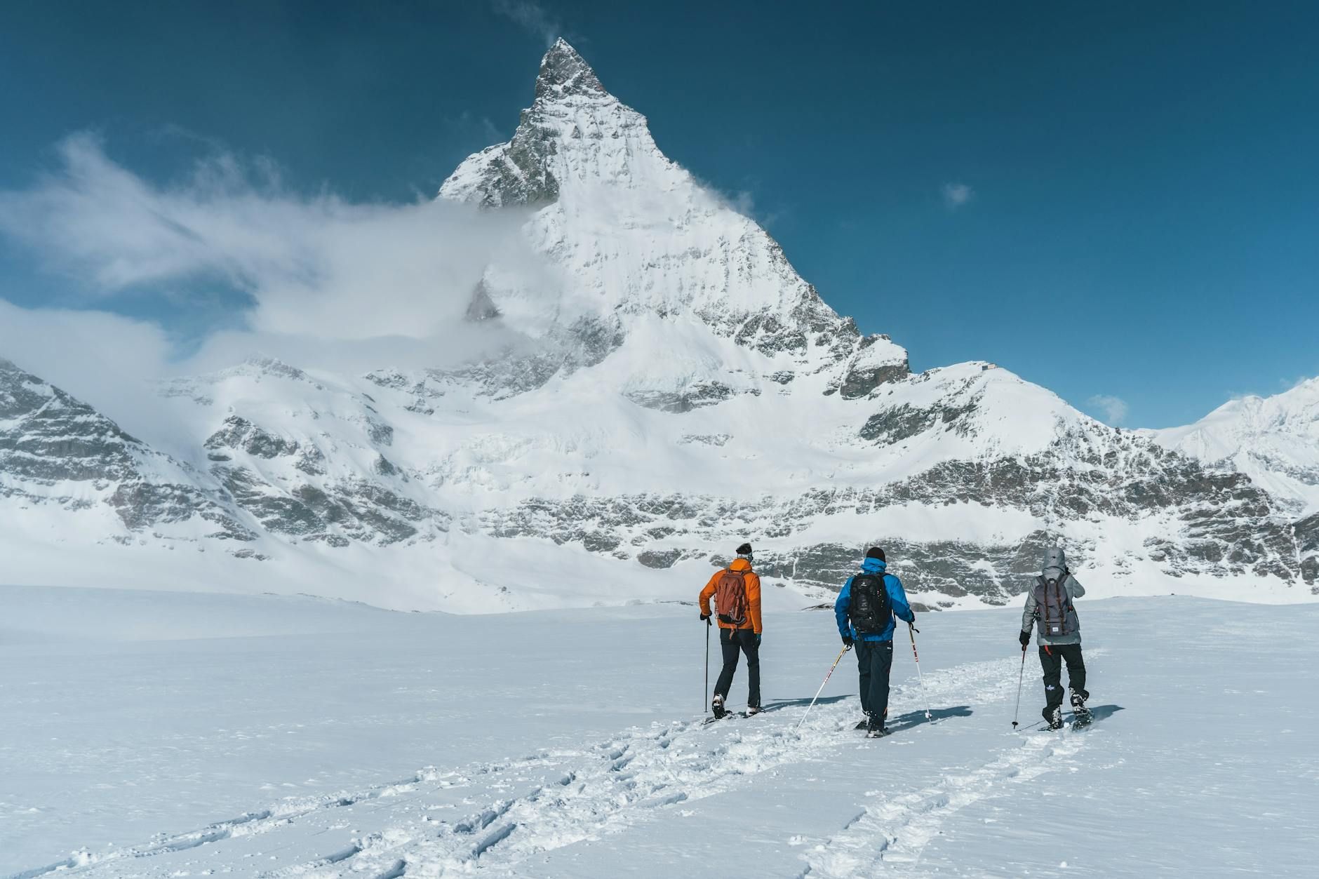 snowshoeing Swiss Alps winter