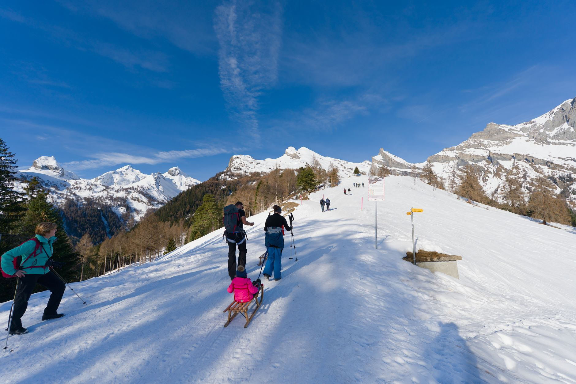 snowshoeing Swiss Alps winter